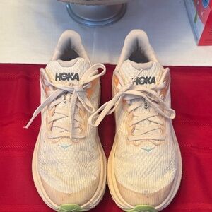 Hoka Women's Cream and Orange Athletic Shoes